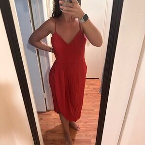 Lulu's Vibrant Red Midi Dress